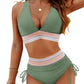 🎉Summer Fashion Essentials👙High Waisted Tummy Control Color Block Bikini Sets