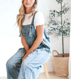 💃Limited time sale 50% OFF💓Women's Cute Casual Button Jumpsuit Ripped Denim Overalls