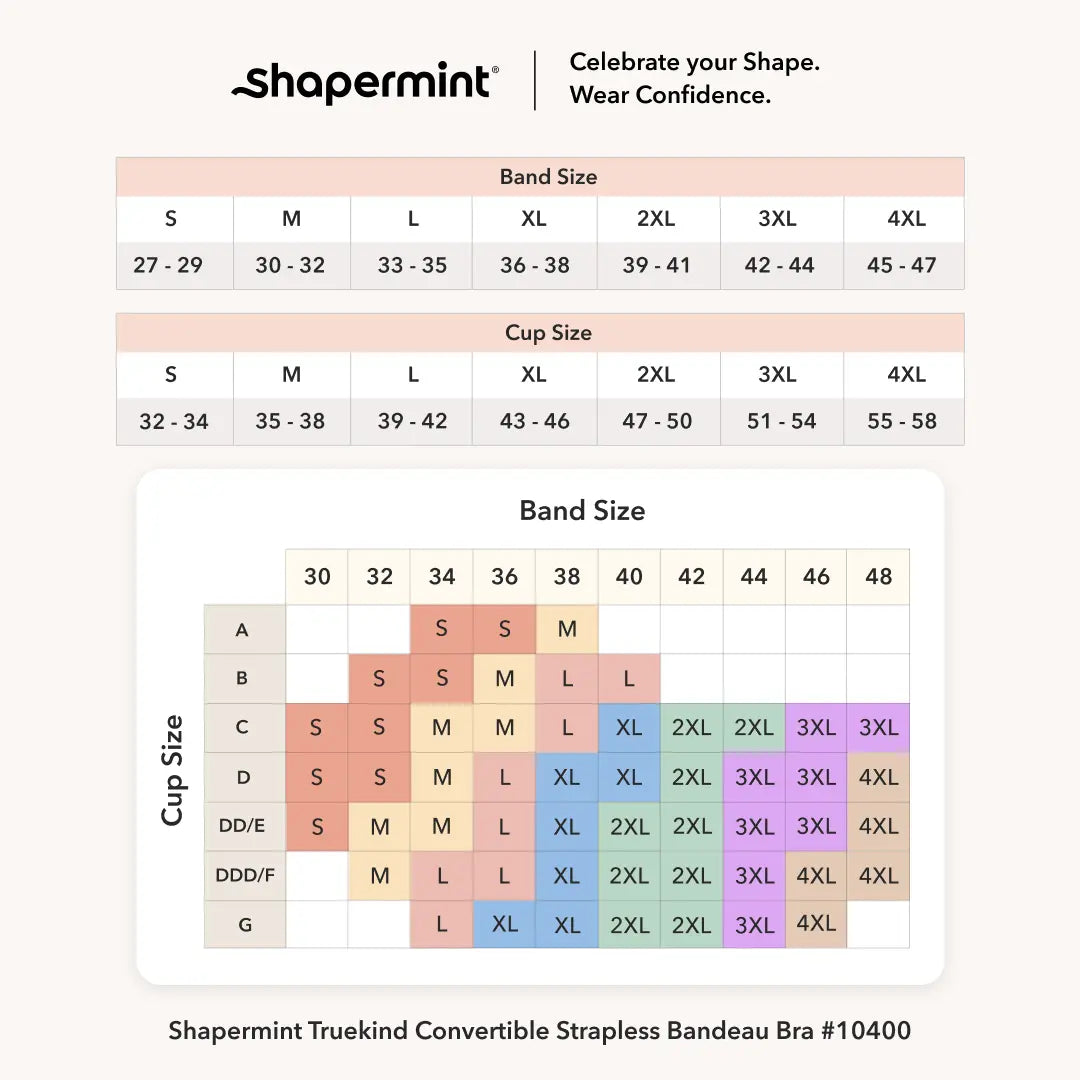 Shapermint Truekind Convertible Strapless Bandeau Bra with Wireless Comfort, Anti-Slip Grip &amp; Removable Straps
