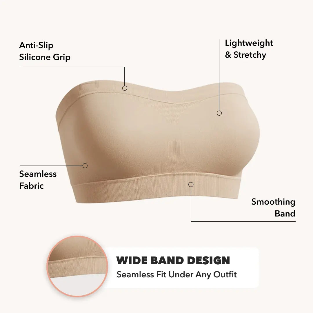 Shapermint Truekind Convertible Strapless Bandeau Bra with Wireless Comfort, Anti-Slip Grip &amp; Removable Straps