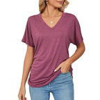 💕Hot Promotion- UP TO 50% OFF🌷V-Neck Solid Color Loose Ladies Tops