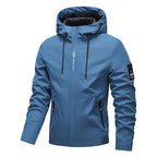 Men's Solid Color Waterproof Windproof Drawstring Zip-up Hoodie Jacket