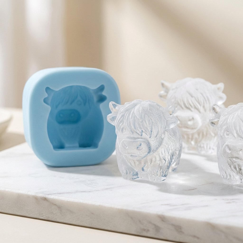 🐮 Mini Highland Cow isterningform – Sød 3D-is til drinks, fester &amp;  Gaver