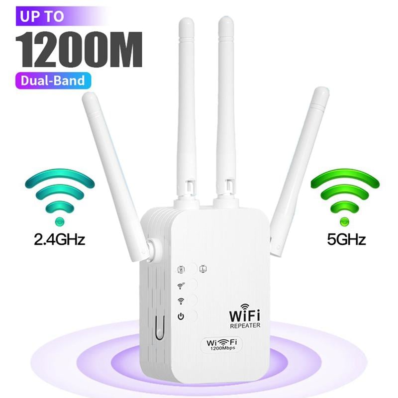 🎁Last Day Promotion 50% 🔥WiFi Extender 2025,1200Mbps Dual Band (5GHz/2.4GHz) Signal Booster, Covers 10,000 sq. ft & 50 Devices, Repeater with Ethernet Port