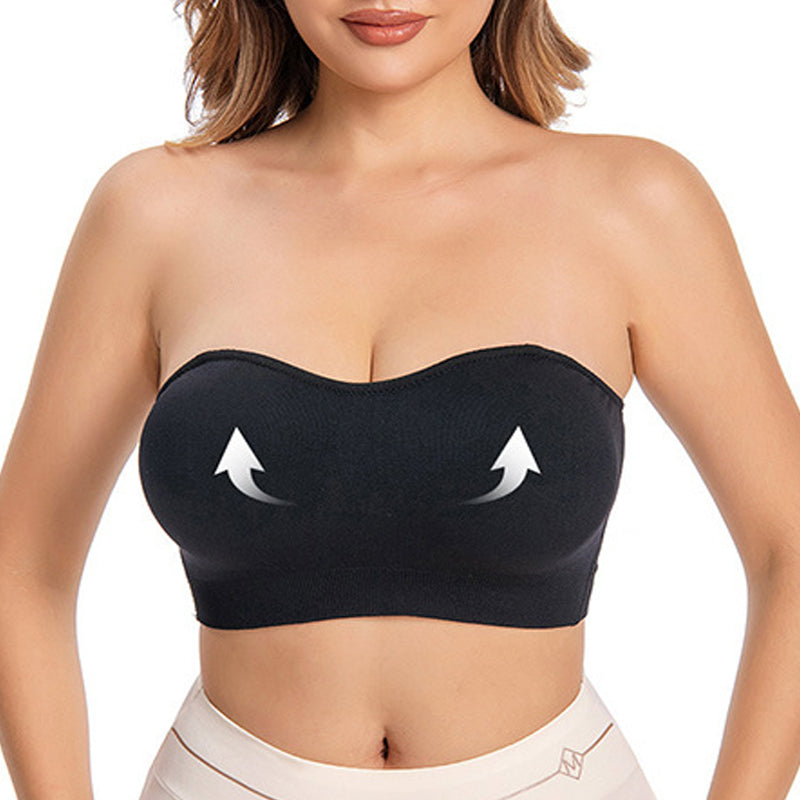 LAST DAY - BUY 1 GET 1 FREE💞Womens Strapless Bras Push Up Bandeau Bra Non Slip Wireless Supportive Padded Bras Seamless Comfortable Tube Jelly Bra
