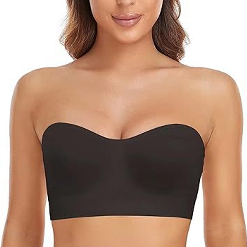 LAST DAY - BUY 1 GET 1 FREE💞Womens Strapless Bras Push Up Bandeau Bra Non Slip Wireless Supportive Padded Bras Seamless Comfortable Tube Jelly Bra