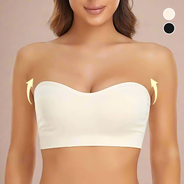 LAST DAY - BUY 1 GET 1 FREE💞Womens Strapless Bras Push Up Bandeau Bra Non Slip Wireless Supportive Padded Bras Seamless Comfortable Tube Jelly Bra