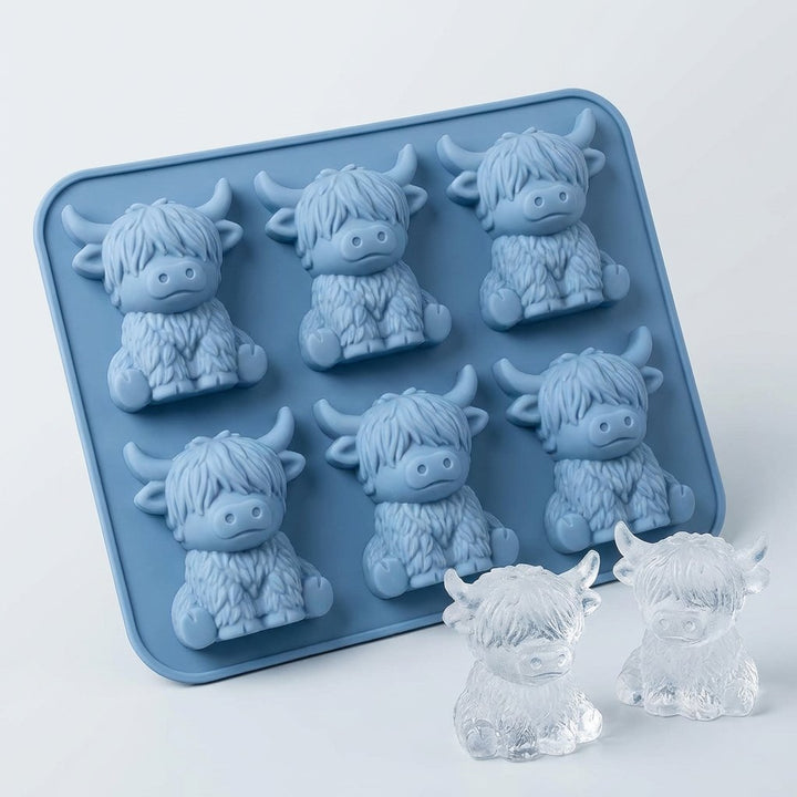🐮 Mini Highland Cow isterningform – Sød 3D-is til drinks, fester &amp;  Gaver
