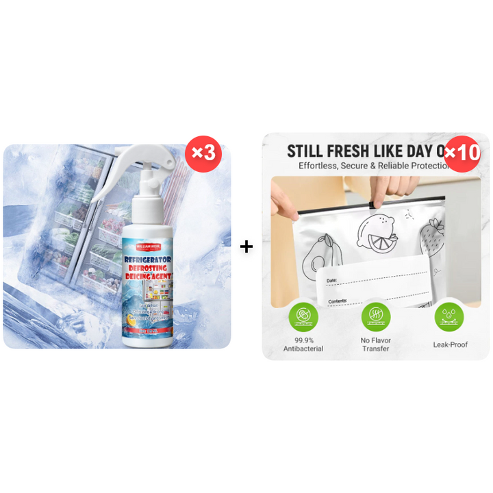 ⏳LAST DAY - Buy 2 Get 1 Free!!🧊Defrosting Spray for Fridge Freezer 🎁 Includes Free Spatula
