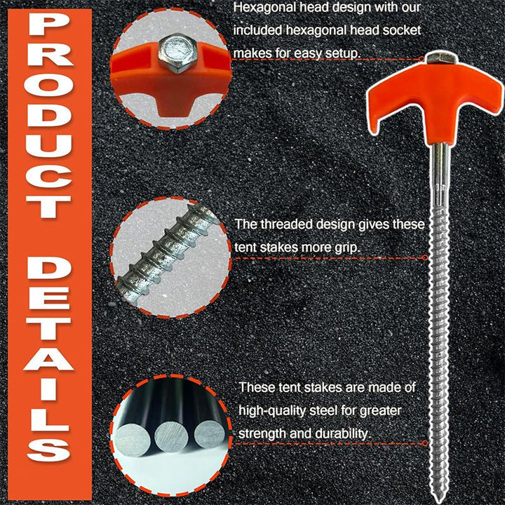 ✈️8" Screw-in Tent Stakes Ground Anchors