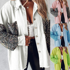 🔥Hot Sale 50% OFF⏳Women's Trendy Sequin Patchwork Coat with Raw Hem