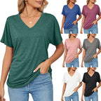 💕Hot Promotion- UP TO 50% OFF🌷V-Neck Solid Color Loose Ladies Tops