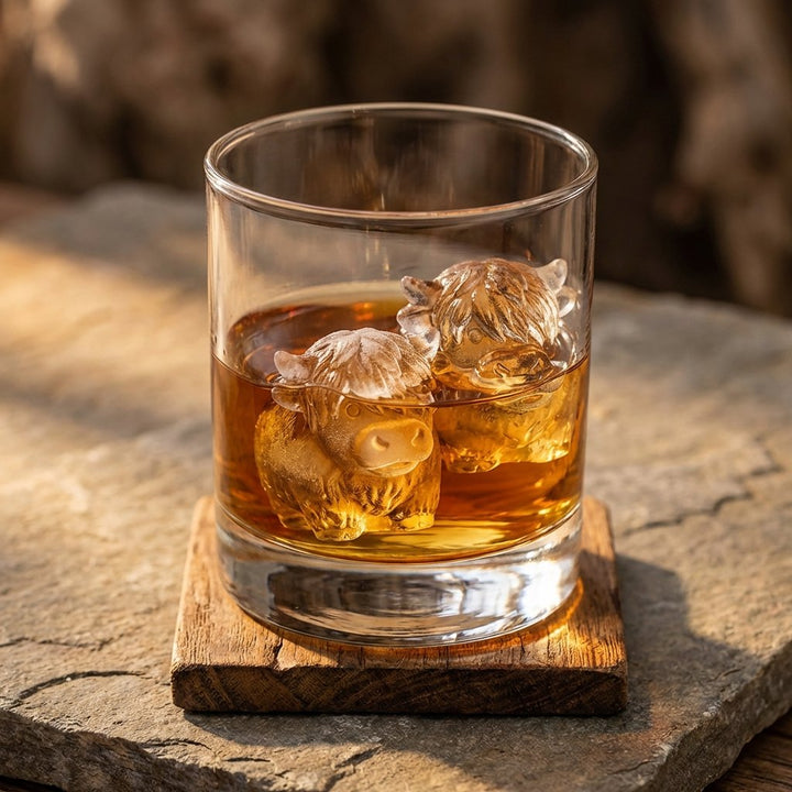 🐮 Mini Highland Cow isterningform – Sød 3D-is til drinks, fester &amp;  Gaver