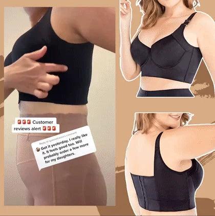 Full-Coverage Deep Cup Bra  – Smooths Back &amp; Sides, High-Back Support, 5D Seamed Lift, Breathable Stretch, U-Shape Panel – Ultimate Shapewear Comfort