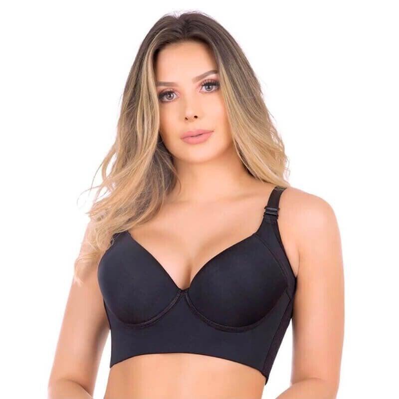 Full-Coverage Deep Cup Bra  – Smooths Back &amp; Sides, High-Back Support, 5D Seamed Lift, Breathable Stretch, U-Shape Panel – Ultimate Shapewear Comfort