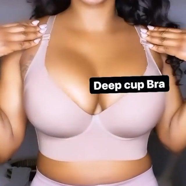 Full-Coverage Deep Cup Bra  – Smooths Back &amp; Sides, High-Back Support, 5D Seamed Lift, Breathable Stretch, U-Shape Panel – Ultimate Shapewear Comfort