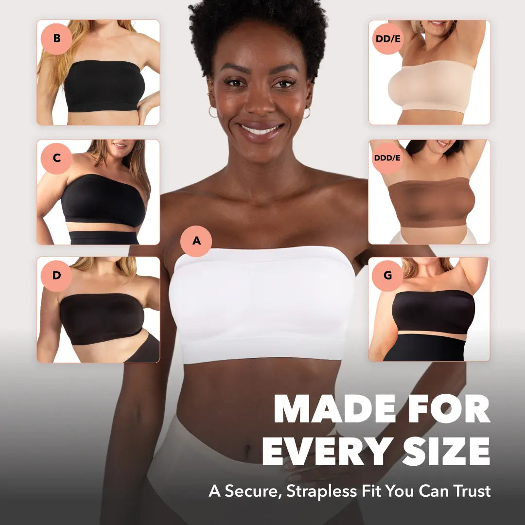 Shapermint Truekind Convertible Strapless Bandeau Bra with Wireless Comfort, Anti-Slip Grip &amp; Removable Straps