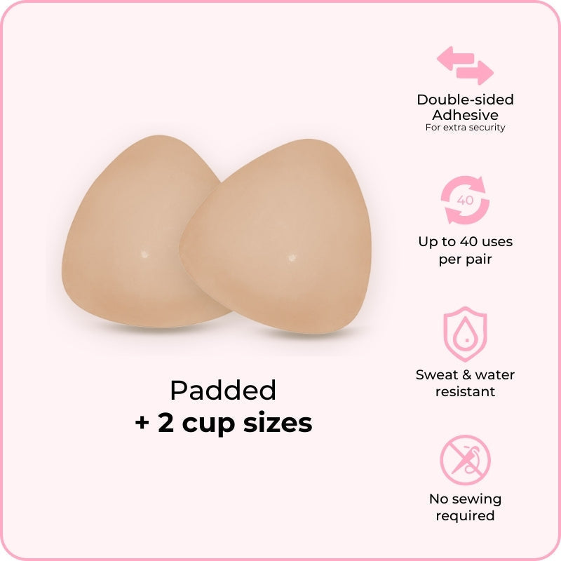 LAST DAY - BUY 1 GET 1 FREE💗 Double-Sided Invisible Push-Up Bra – No straps, no seams. Strong adhesive stays secure all day. Reusable &amp; washable. Perfect for backless &amp; strapless outfits. 👗🦋