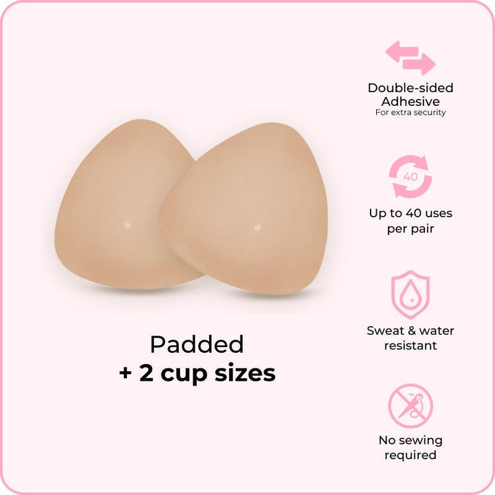 LAST DAY - BUY 1 GET 1 FREE💗 Double-Sided Invisible Push-Up Bra – No straps, no seams. Strong adhesive stays secure all day. Reusable &amp; washable. Perfect for backless &amp; strapless outfits. 👗🦋