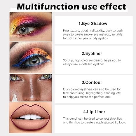 💧14-Pack Waterproof Colored Gel Eyeliner Pencil – Metallic &amp; Shimmer Finishes, Smudge-Proof（Pencil sharpener color is random）