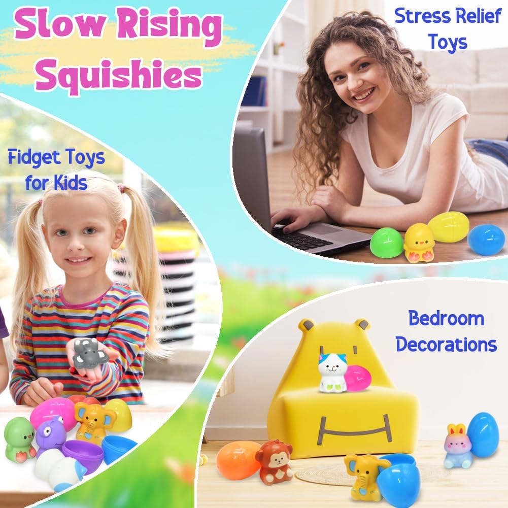🔥Last Day Special Price ￡9.99!!⚡50K+ SOLD🎁12/24PCS Easter Eggs Prefilled Slow Rising Squishy Toys