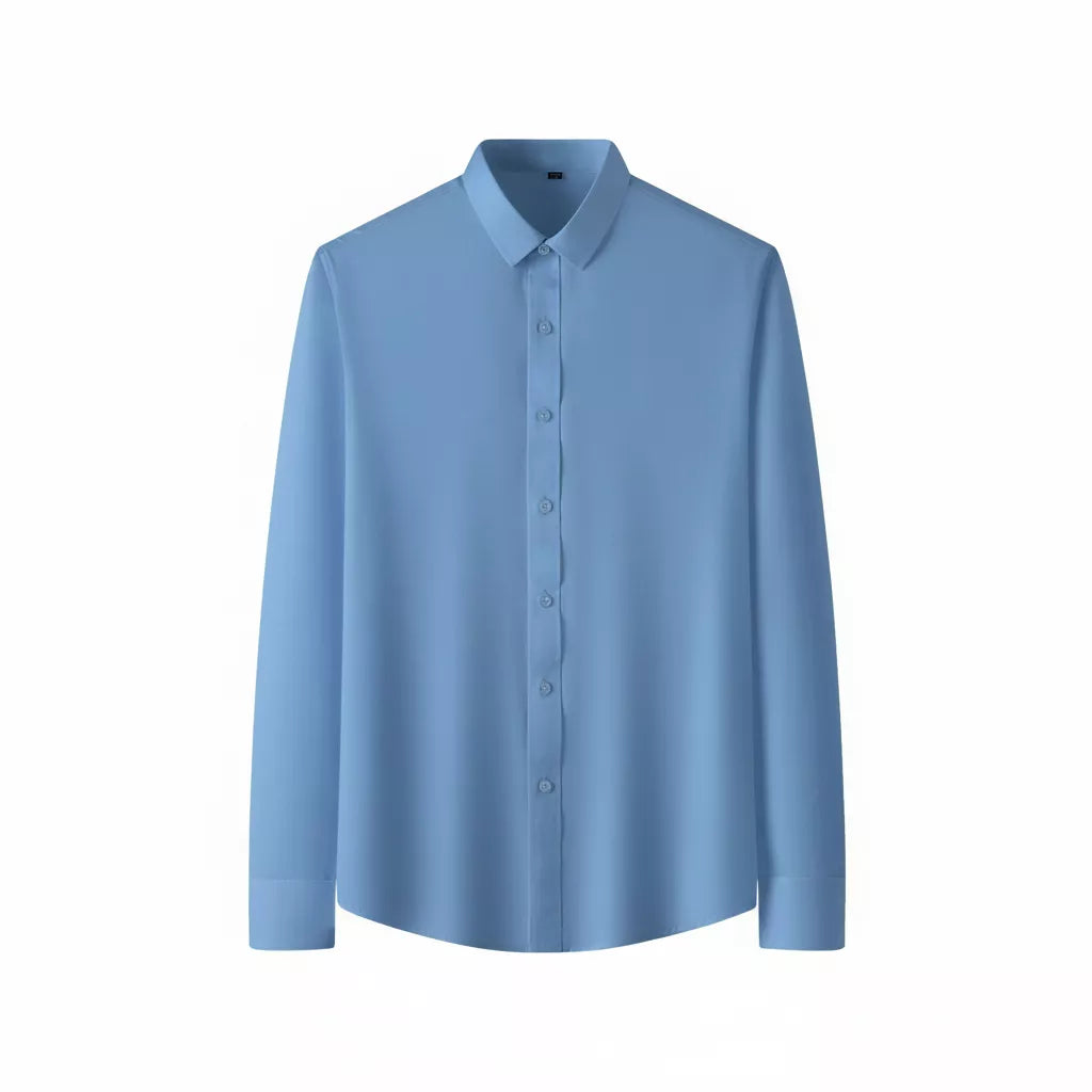 Men's Silky Wrinkle Resistant Solid Color Stretch Shirt