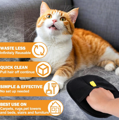 🔥BUY 1 GET 1 FREE🔥🐾🧤 Pet Hair Remover Electrostatic Gloves – Double-Sided Efficient, Soft Silicone &amp; Washable Reusable (Versatile Home+Car)!