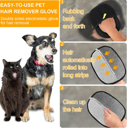 🔥BUY 1 GET 1 FREE🔥🐾🧤 Pet Hair Remover Electrostatic Gloves – Double-Sided Efficient, Soft Silicone &amp; Washable Reusable (Versatile Home+Car)!