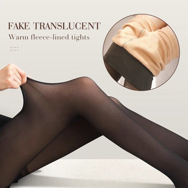 🔥Lynsalg 50 % RABATT!!⚡20 000+ SOLGT! 🏆❄️Flawless Legs Falske Gjennomsiktige Varme Plysjforede Elastiske Strømpebukser