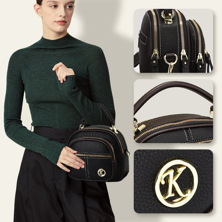 Klassiske multifunksjonelle rom Justerbar bred skulderstropp PU-skinn Crossbody-veske