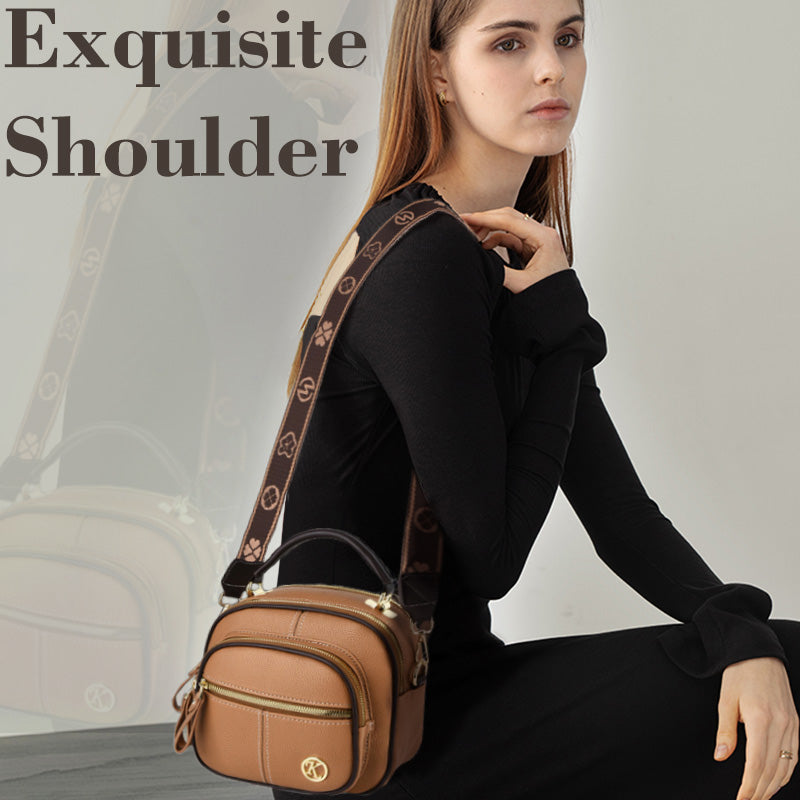 Klassiske multifunksjonelle rom Justerbar bred skulderstropp PU-skinn Crossbody-veske