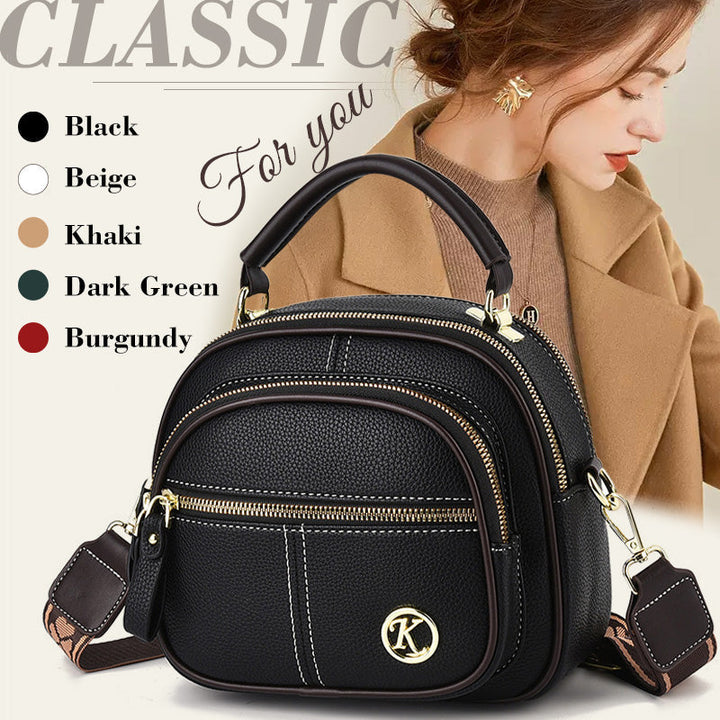 Klassiske multifunksjonelle rom Justerbar bred skulderstropp PU-skinn Crossbody-veske