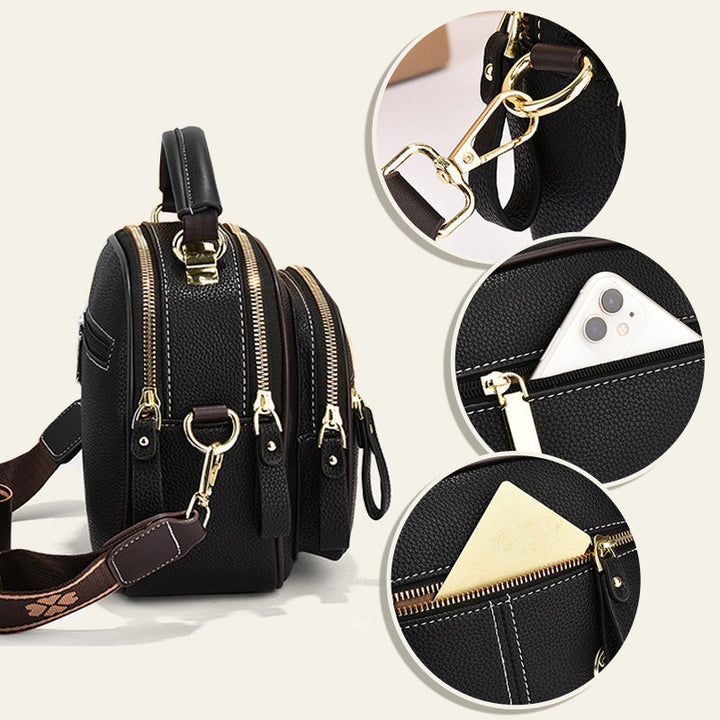 Klassiske multifunksjonelle rom Justerbar bred skulderstropp PU-skinn Crossbody-veske