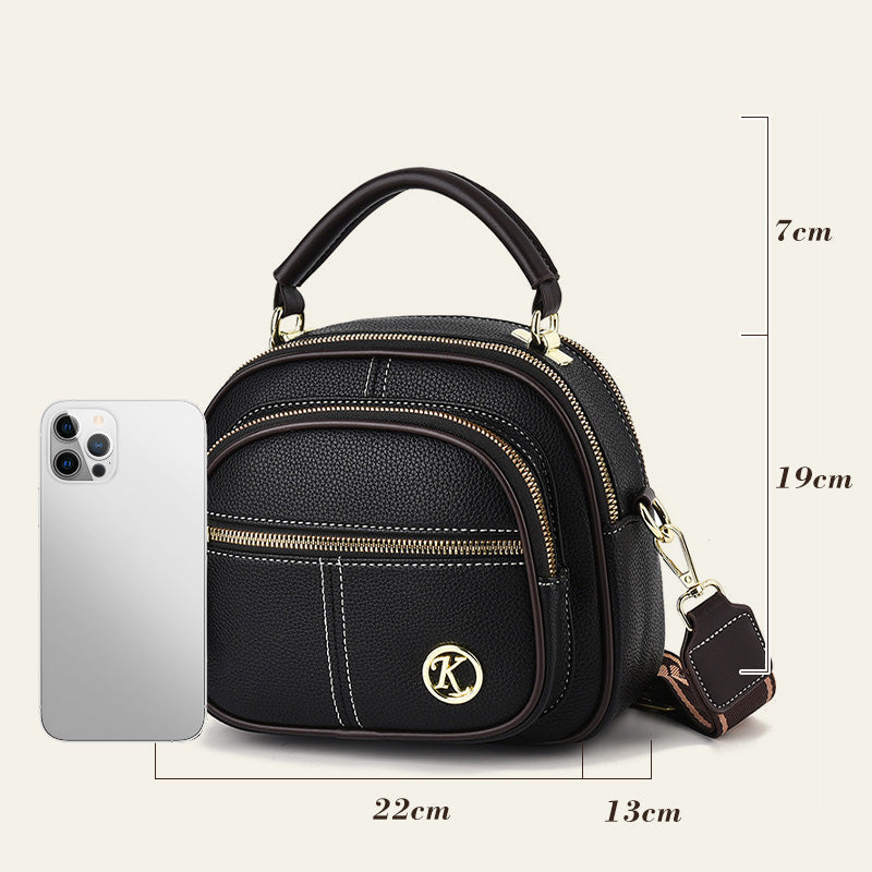 Klassiske multifunksjonelle rom Justerbar bred skulderstropp PU-skinn Crossbody-veske
