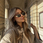 Vintage Oval Frame Sunglasses With Case