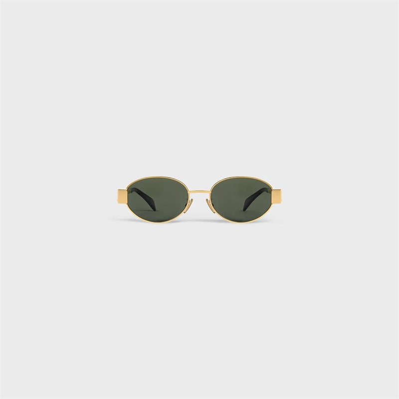 Vintage Oval Frame Sunglasses With Case