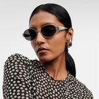 Vintage Oval Frame Sunglasses With Case