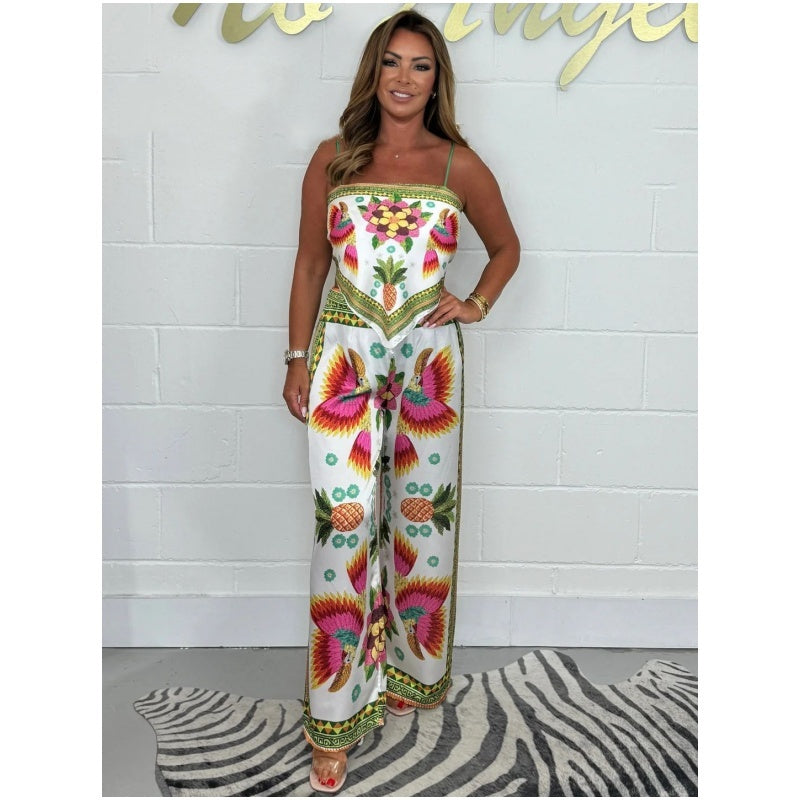 🔥New Arrival 60% OFF⚡50K+ SOLD!💝Spaghetti Strap Printed Top &amp; Loose Women&