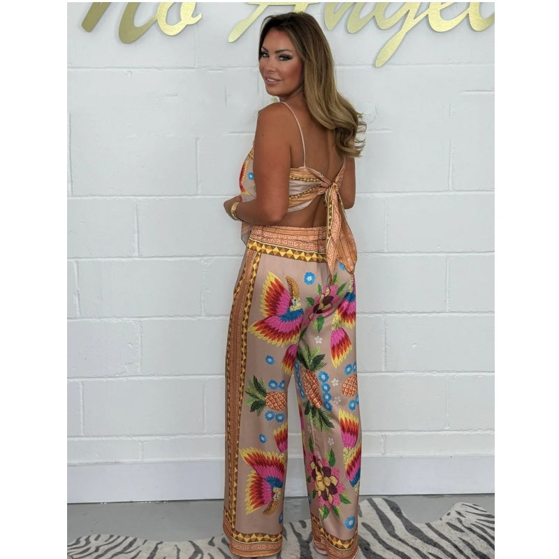 🔥New Arrival 60% OFF⚡50K+ SOLD!💝Spaghetti Strap Printed Top &amp; Loose Women&