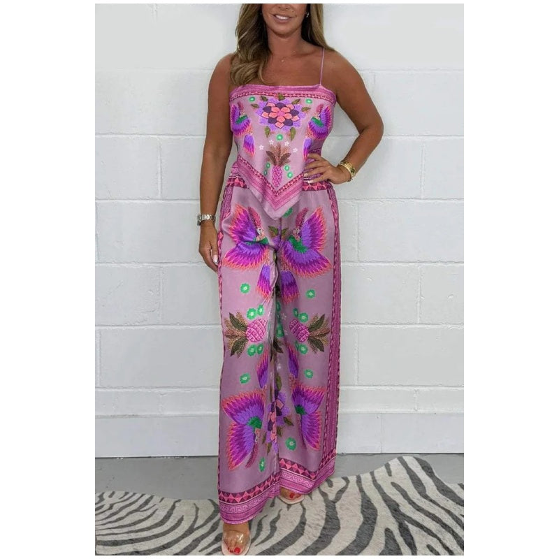 🔥New Arrival 60% OFF⚡50K+ SOLD!💝Spaghetti Strap Printed Top &amp; Loose Women&