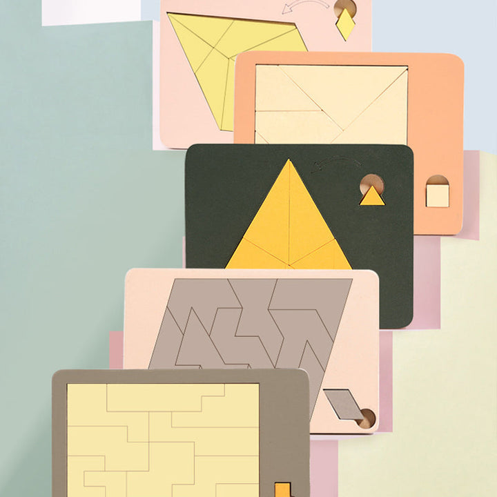 🧩  50% NYT POIS PÄÄLTÄ! ✨ Puinen tangram-palapelilauta - 7 värikästä geometrista muotoa luovaan kuvioiden lajitteluun &amp;  Montessori-oppiminen 🔺🔷