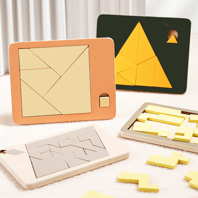 🧩  50% NYT POIS PÄÄLTÄ! ✨ Puinen tangram-palapelilauta - 7 värikästä geometrista muotoa luovaan kuvioiden lajitteluun &amp;  Montessori-oppiminen 🔺🔷