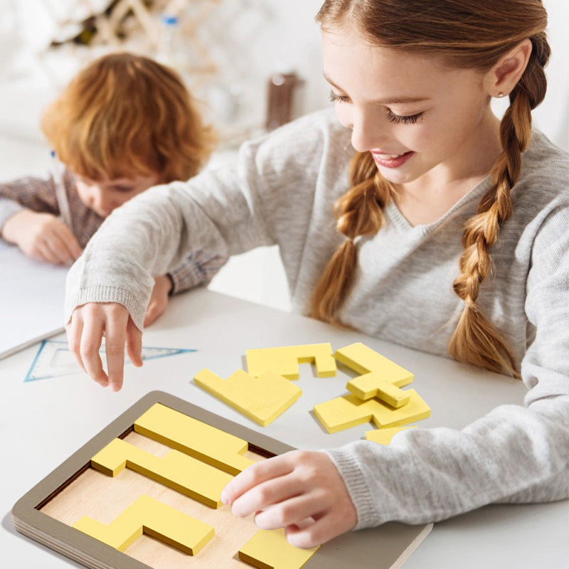 🧩  50% NYT POIS PÄÄLTÄ! ✨ Puinen tangram-palapelilauta - 7 värikästä geometrista muotoa luovaan kuvioiden lajitteluun &amp;  Montessori-oppiminen 🔺🔷