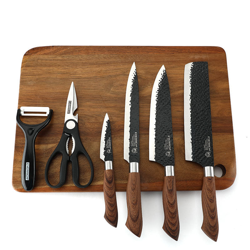 🎁Professional Stainless Steel Kitchen Knife Set（chef's knife, meat knife, utility knife,fruit knife,kitchen scissors, peeler.）