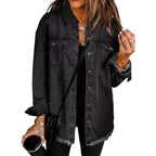 Women's Raw Edge Ripped Denim Jacket