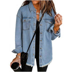 Women's Raw Edge Ripped Denim Jacket