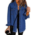 Women's Raw Edge Ripped Denim Jacket