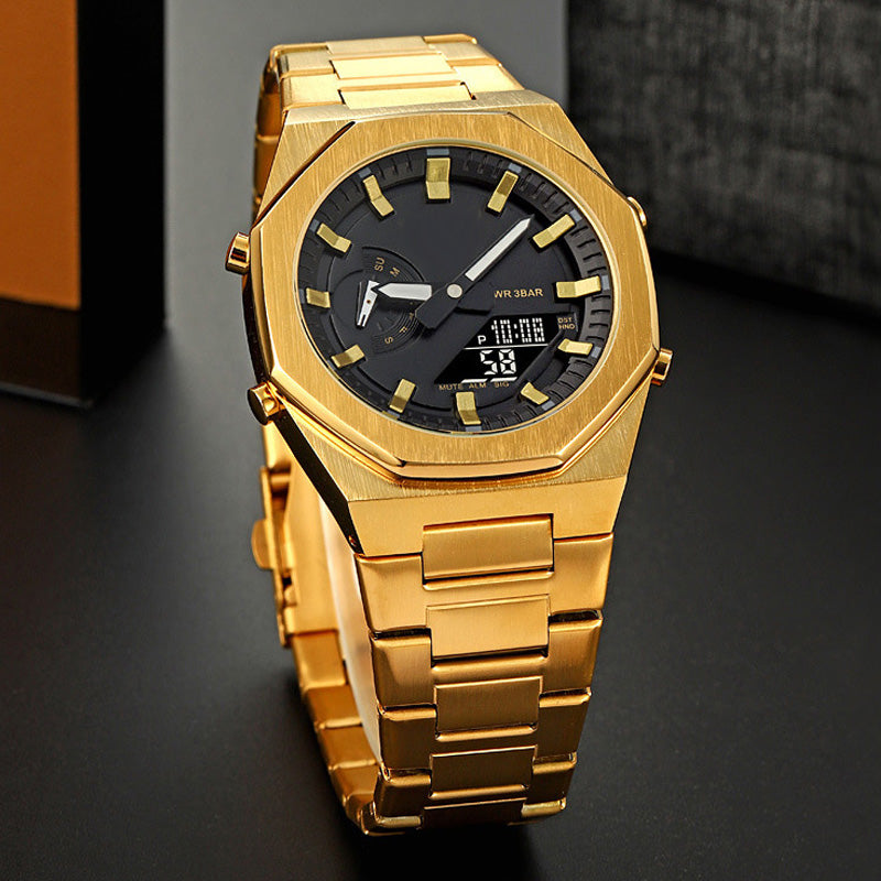 💖Most popular in 2025💖Men's stylish business quartz watch with world time, stopwatch, five alarms, date display and day of the week function