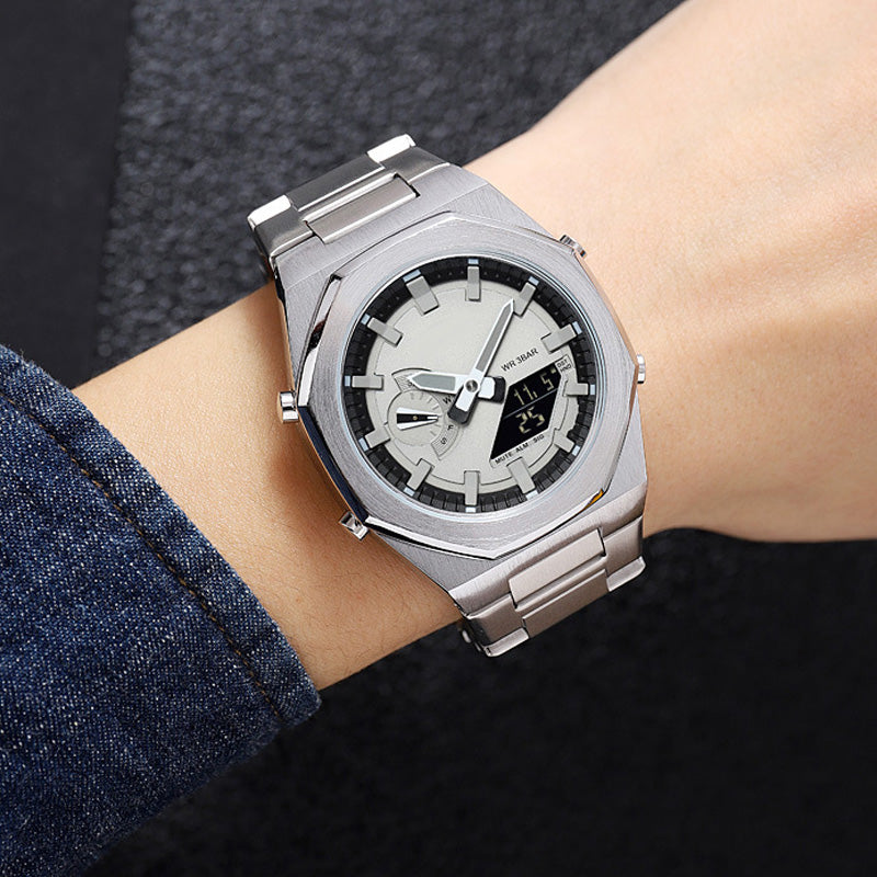 💖Most popular in 2025💖Men's stylish business quartz watch with world time, stopwatch, five alarms, date display and day of the week function