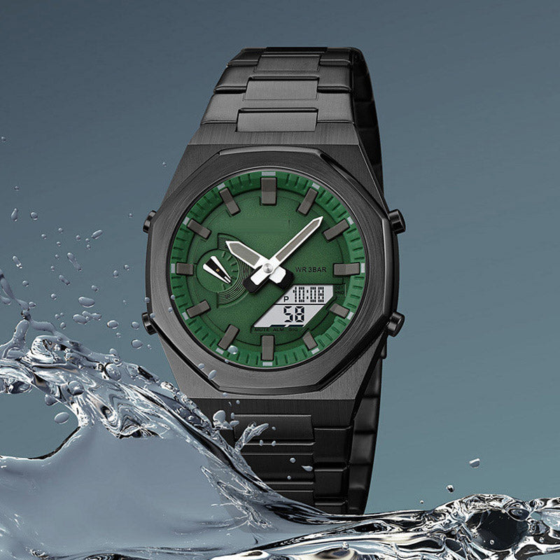 💖Most popular in 2025💖Men's stylish business quartz watch with world time, stopwatch, five alarms, date display and day of the week function